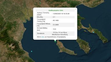 Σεισμός 3,1 Ρίχτερ σε θαλάσσια περιοχή στη Χαλκιδική