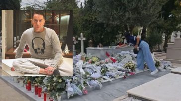 Γιώργος Μαζωνάκης: Βουνό τα λουλούδια και τα σημειώματα στο μνήμα του τραγουδιστή στο Γ’ Κοιμητήριο