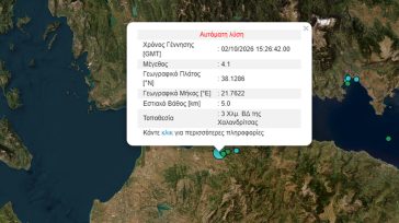 Σεισμός 4,1 Ρίχτερ στη Χαλανδρίτσα Αχαΐας