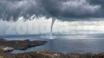 Εντυπωσιακός υδροστρόβιλος σχηματίστηκε ανοιχτά της Μυκόνου