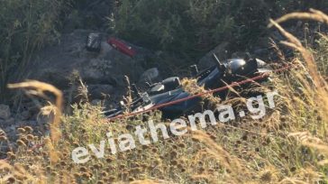 Εύβοια: Μηχανή έπεσε σε χαράδρα 20 μέτρων