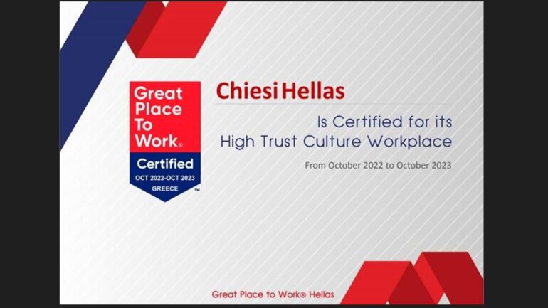 Η Chiesi Hellas πιστοποιήθηκε από το Great Place to Work Hellas για το 2022