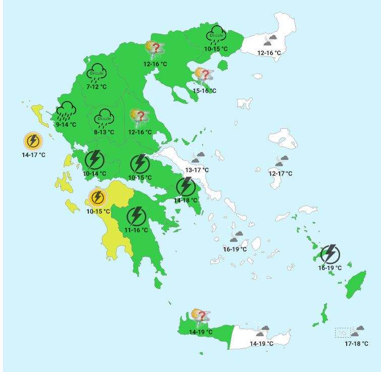 Tρίτη βράδυ (χάρτης forecastweather) 