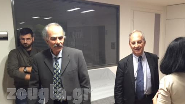 Ο Π. Ζωγράφος με τον συνεργάτη του Γ. Σπηλιόπουλο