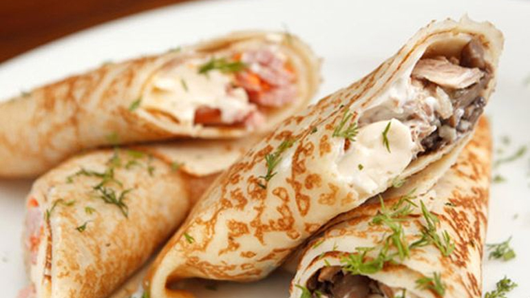 Κρέπες με κοτόπουλο και πράσα