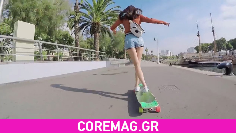 Χορεύει πάνω σε σανίδα longboard