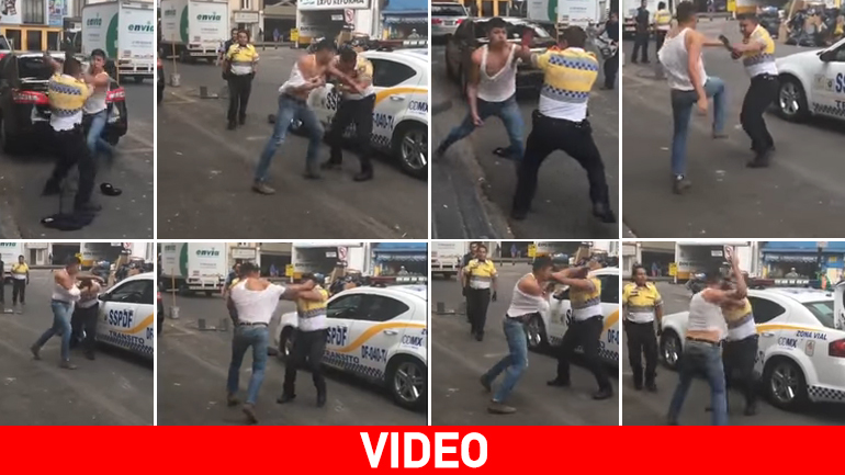 Οδηγός φορτηγού γρονθοκοπεί αστυνομικό on camera!