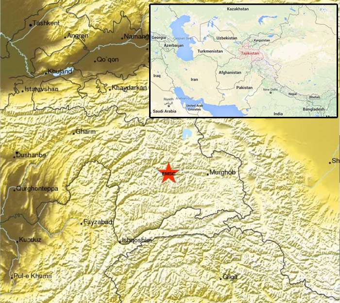 Χάρτης με το επίκεντρο του σεισμού