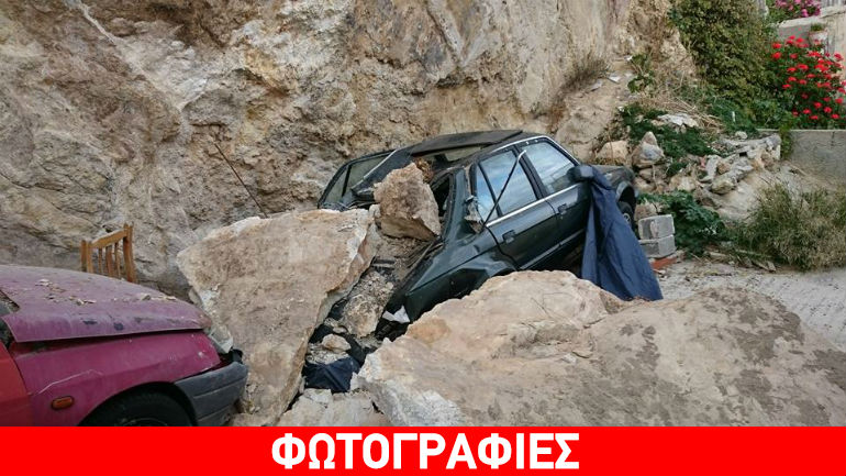 Σύρος: Βράχος «έλιωσε» αυτοκίνητο