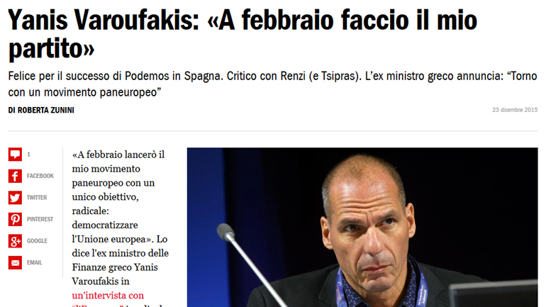 Βαρουφάκης: Τον Φεβρουάριο ιδρύω κόμμα