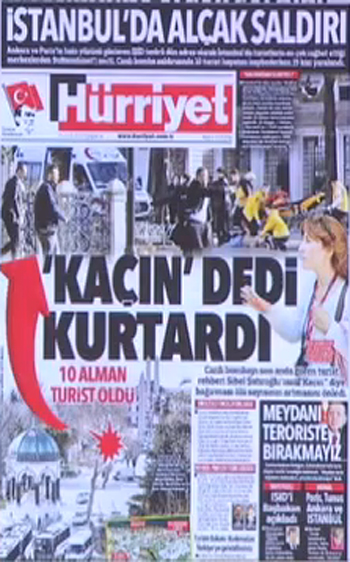 Το εξώφυλλο της εφημερίδας «Χουριέτ» 