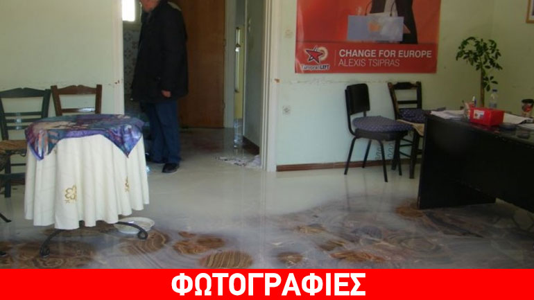 Ρέθυμνο: Τα γραφεία του ΣΥΡΙΖΑ μετά τη διαδήλωση αγροτών-κτηνοτρόφων