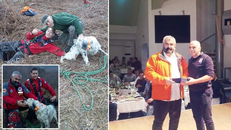 Ξάνθη: Διάσωση κυνηγετικού σκύλου που έπεσε σε χαράδρα