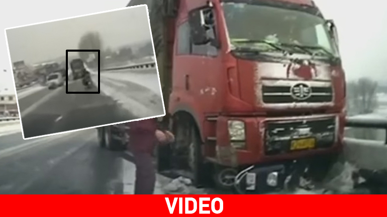 Τύχη βουνό για δικυκλιστή στην Κίνα