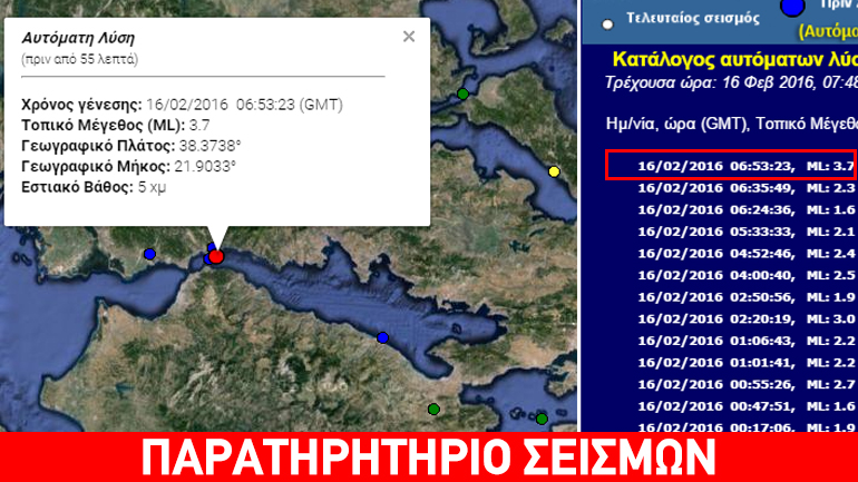 Σεισμός 3,7R στη Ναύπακτο