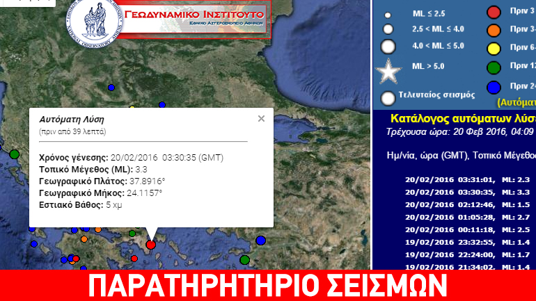 Ασθενής σεισμική δόνηση στην Αθήνα