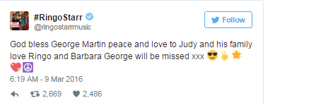 Το tweet του Ringo Starr