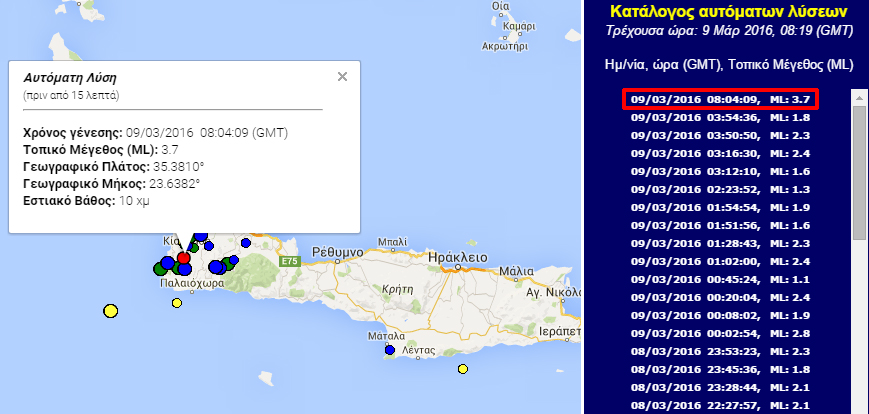 Χάρτης με την προκαταρκτική εκτίμηση του Γεωδυναμικού