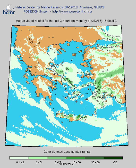 Σύστημα Ποσειδών για τη βροχόπτωση: 18.00 το απόγευμα