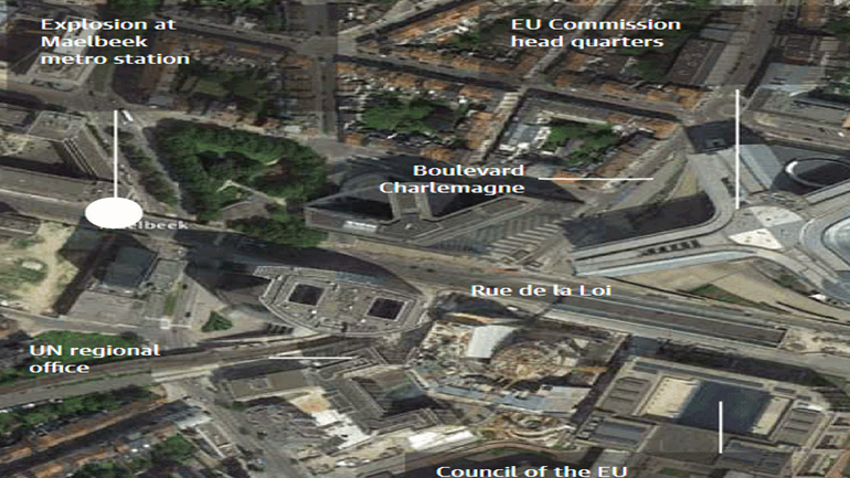 Δείτε τον χάρτη με τα σημεία των εκρήξεων στις Βρυξέλλες