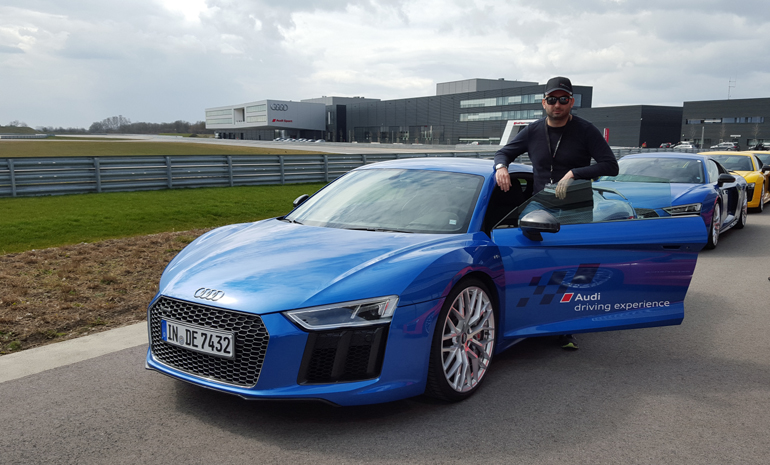 Στην ολοκαίνουργια πίστα της Audi είχαμε την δυνατότητα να δοκιμάσουμε και το νέο R8 plus των 610 ίππων... (σχετικό άρθρο θα δημοσιεύσουμε τις επόμενες ημέρες, μαζί με video!)