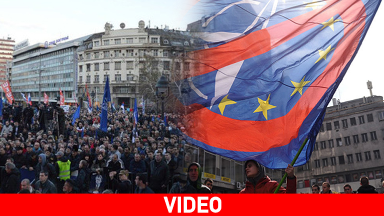 Χιλιάδες Σέρβοι βγήκαν στους δρόμους για να διαμαρτυρηθούν για την καταδίκη του Κάρατζιτς και εναντίον του ΝΑΤΟ Χιλιάδες Σέρβοι βγήκαν στους δρόμους για να διαμαρτυρηθούν για την καταδίκη του Κάρατζιτς και εναντίον του ΝΑΤΟ