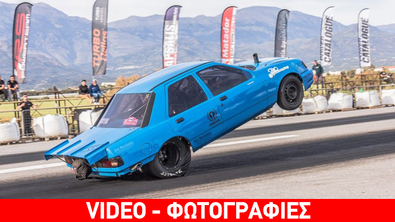 Αυτοκίνητο σηκώνεται στους δύο τροχούς στο Ηράκλειο