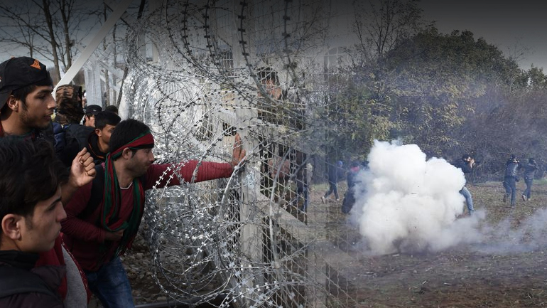Tα ΜΑΤ στον φράχτη Tα ΜΑΤ στον φράχτη