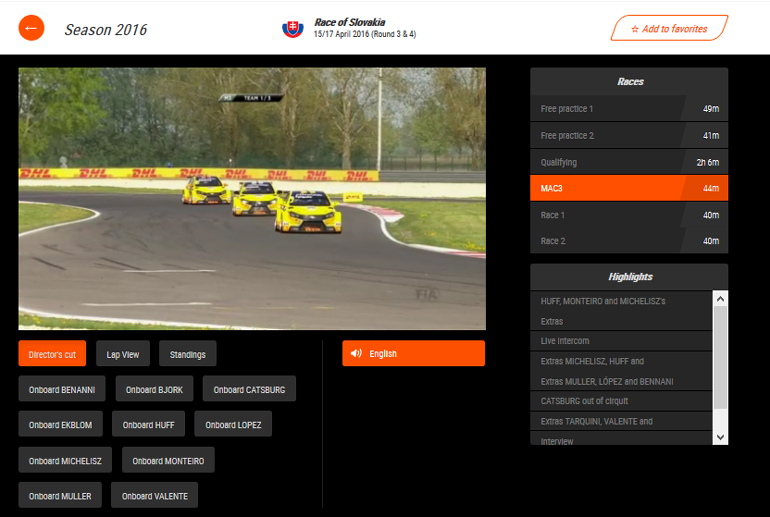 Στην εφαρμογή για το WTCC παρακολουθείς Live δοκιμές, κατατακτήριες και αγώνες ενώ έχεις και την επιλογή της κάμερας που θες να παρακολουθήσεις!