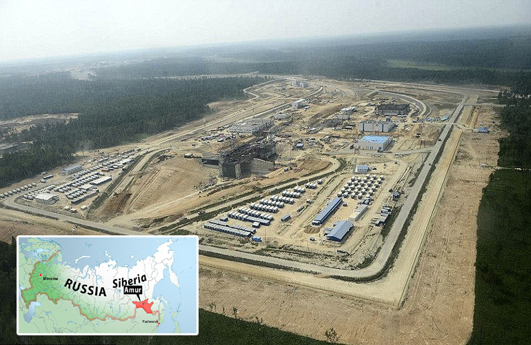 Χάρτης με την επαρχία Αμούρ όπου βρίσκεται το κοσμοδρόμιο