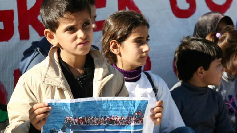 Διαδήλωση προσφύγων στη Μυτιλήνη