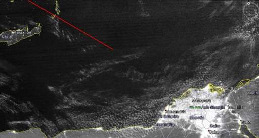 Φωτογραφία από δορυφόρο της NASA που δείχνει ότι οι καιρικές συνθήκες στην περιοχή της συντριβής ήταν αίθριες και άρα δεν αποτέλεσαν παράγοντα στην πτώση του αεροσκάφους
