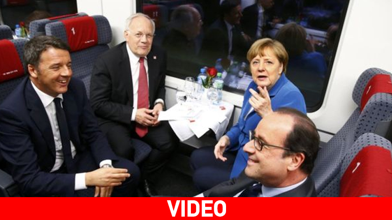 Μέρκελ-Ολάντ-Ρέντσι ξεναγήθηκαν στη σήραγγα των 10,9 δισ. ευρώ