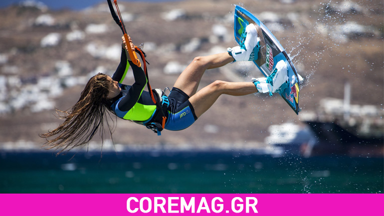 Η Ισπανίδα βασίλισσα του kiteboarding, Gisela Pulido, δάμασε τα γαλαζοπράσινα νερά της Μυκόνου!