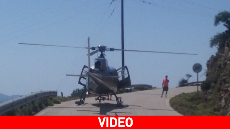 Με ελικόπτερο τοποθετούν τα πλέγματα της βραχοπροστασίας στον Μύρτο!