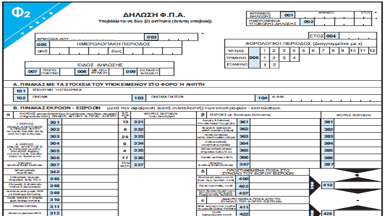 Tο νέο έντυπο της δήλωσης ΦΠΑ