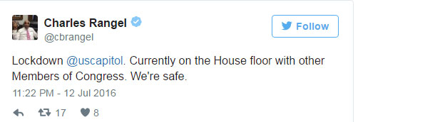 Το tweet του βουλευτή με το κόμμα των Δημοκρατικών Τσαρλς Ρέιντζελ