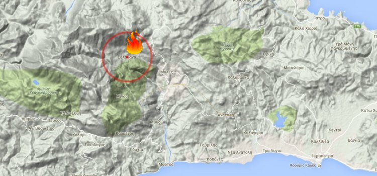 Χάρτης με το μέτωπο της φωτιάς
