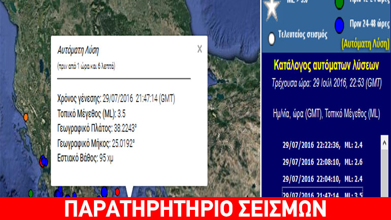 Ασθενής σεισμική δόνηση 3,5R στην Άνδρο