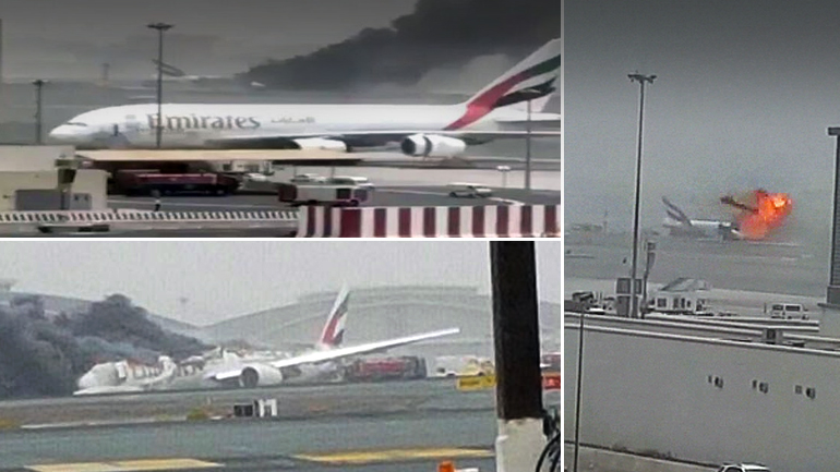 Στις φλόγες αεροπλάνο της Emirates Στις φλόγες αεροπλάνο της Emirates