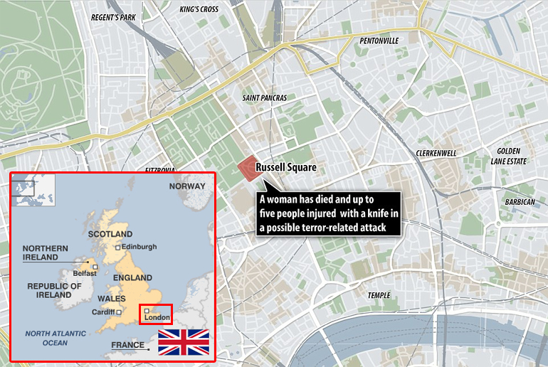 Χάρτης με την πλατεία Ράσελ