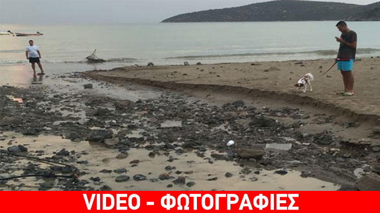 «Βομβαρδισμένο τοπίο» η παραλία του Τολού από την καταιγίδα