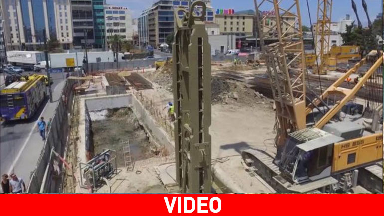 Πλάνα από το εργοτάξιο του μετρό στον Πειραιά