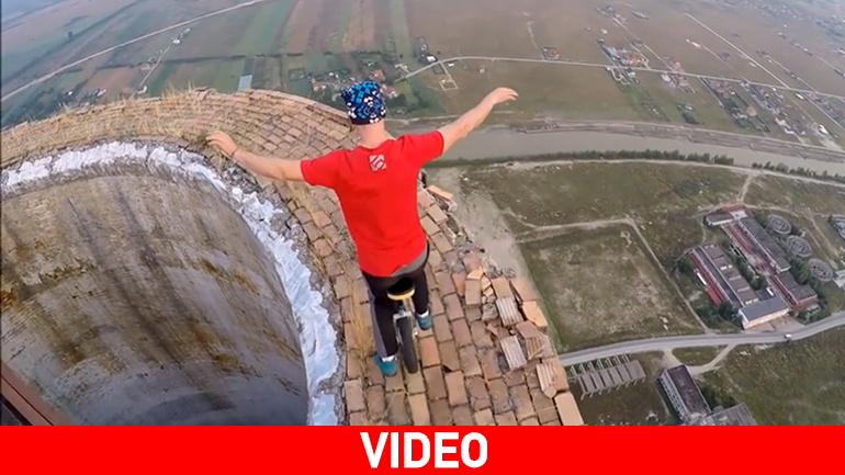 Κάνοντας μονόροδο σε καμινάδα ύψους 256 μέτρων!