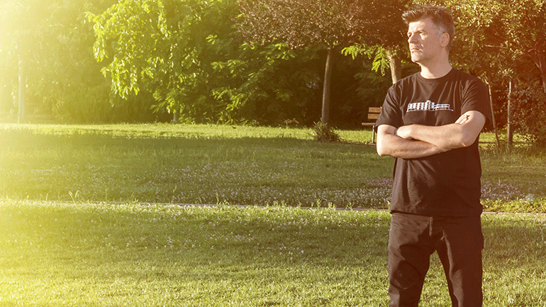 O Φοίβος Δεληβοριάς  στον Κήπο του Μεγάρου Μουσικής Αθηνών