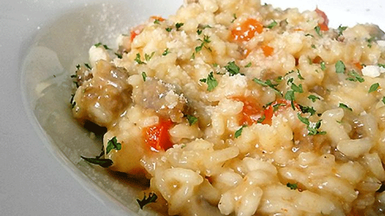 Ριζότο με μανιτάρια και πιπεριές Φλωρίνης