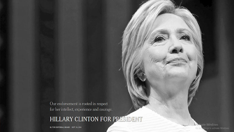 Οι New York Times «ψηφίζουν» Χίλαρι