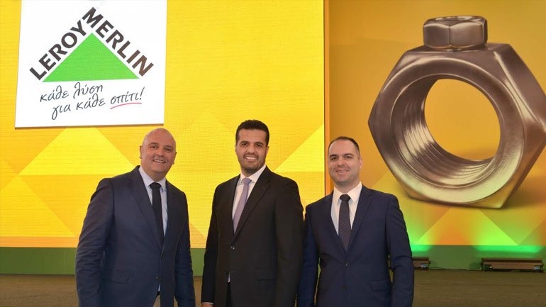 Ο κ. Olivier Arduin, Γενικός Διευθυντής, Leroy Merlin Ελλάδας και Κύπρου, ο κ. Γιώργος Γαρούφας, Διευθυντής Ανάπτυξης, Leroy Merlin Ελλάδας και Κύπρου και ο κ. Θανάσης Μπιλάλης, διευθυντής καταστήματος Αμαρουσίου, Leroy Merlin Ελλάδας και Κύπρου