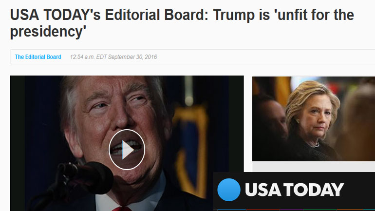 USA Today: «Μαύρο» στον Τραμπ