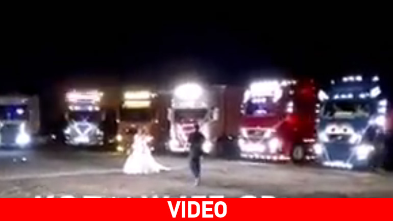 Οι… νταλίκες πρωταγωνίστησαν στον γάμο νεαρού ζευγαριού στην Θεσσαλονίκη